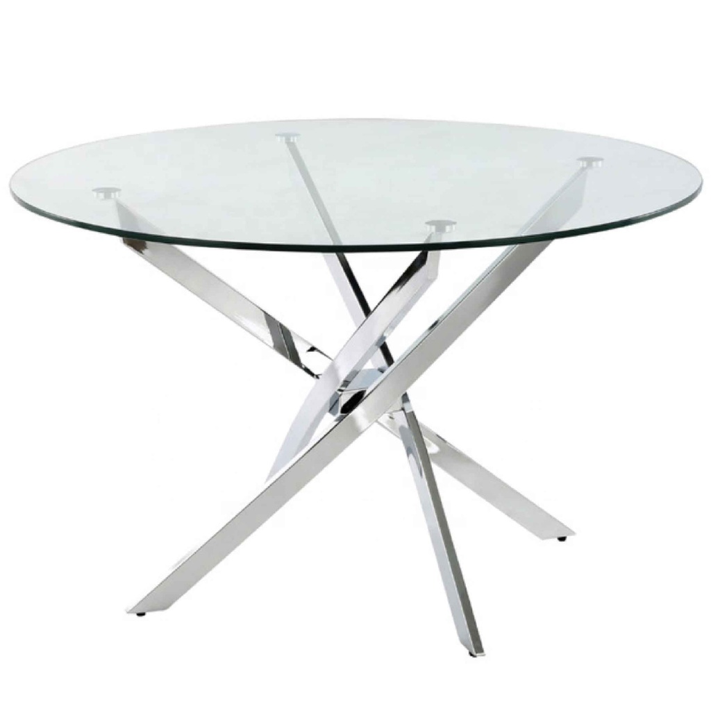 MESA COMEDOR VIDRIO F-497-1# REDON 110X75CM CROMADO 2CJ