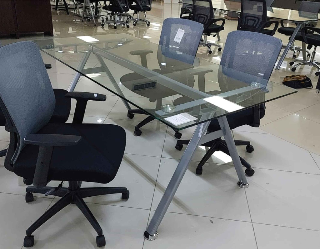 MESA DE CONFERENCIA BC-28#VIDRIO TRANSPARENTE  3CJ