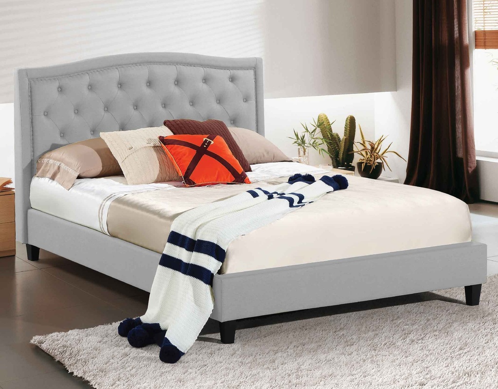 CAMA QUEEN 1.53X2.03M SW255# TELA GRIS
