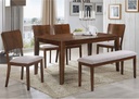 COMEDOR RECT HV-SYDNEY# 150X90CM C/4SILLAS + BANQUETA COLOR BURNISH OAK 25783#