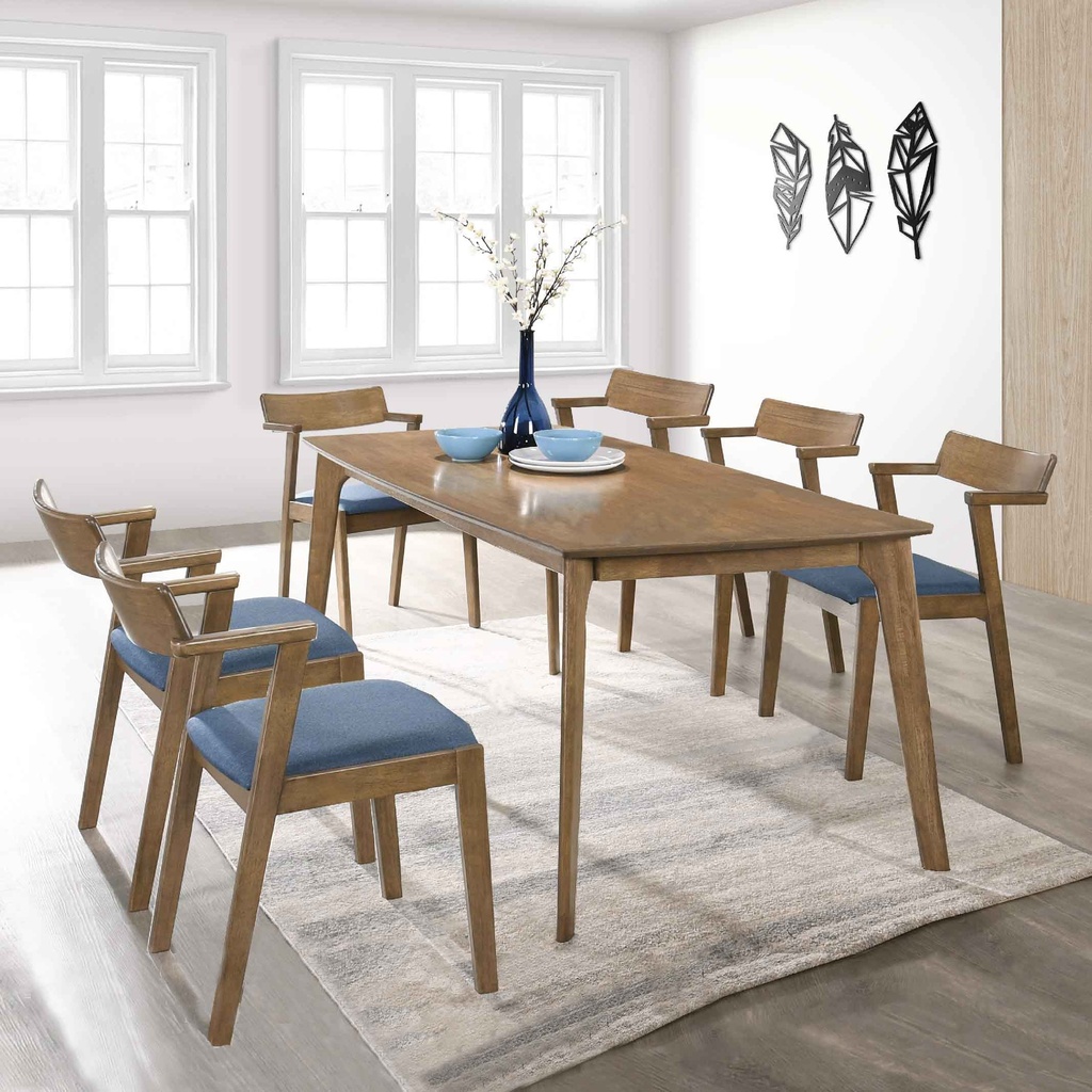 COMEDOR RECT BW19-02T# 160X90CM CAPUCCINO + 6SILLAS BW19-57C# ASI/GRIS