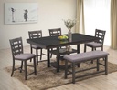 COMEDOR ALTO RECT BE2861-TCH# C/4SILLAS BE1810C-CH# +BANCA BE4850B-CH# TELA FB11707-7# GRIS  5CJ