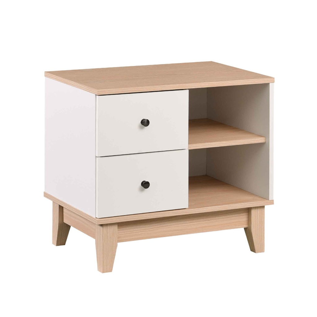 MESITA DE NOCHE 19-NS16# RITZ BLANCO/MADERA 2GV C/PTA +2GV S/PUERTA