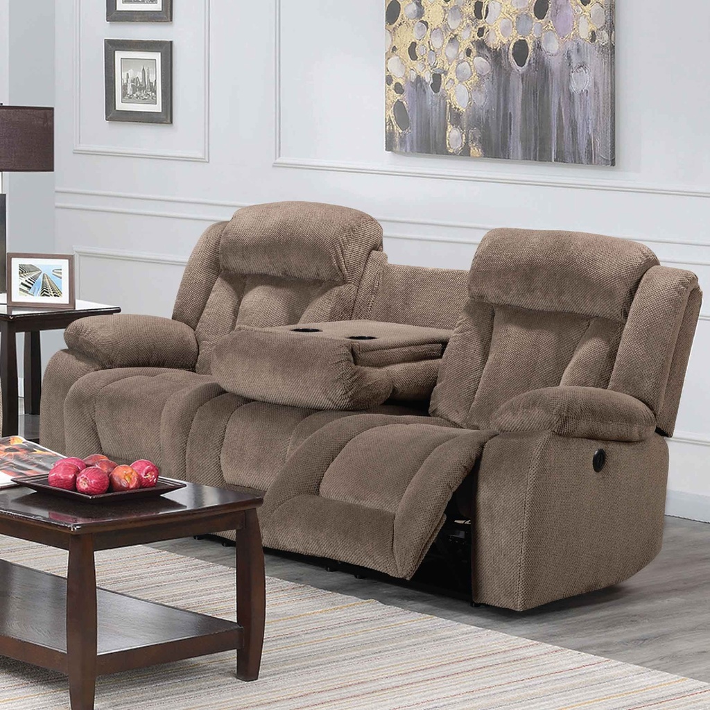 SOFA RECLINABLE TELA ELECTRICO CX003A-53# POWER DM003# MOCHA 3PUESTOS CON PORTVASOS