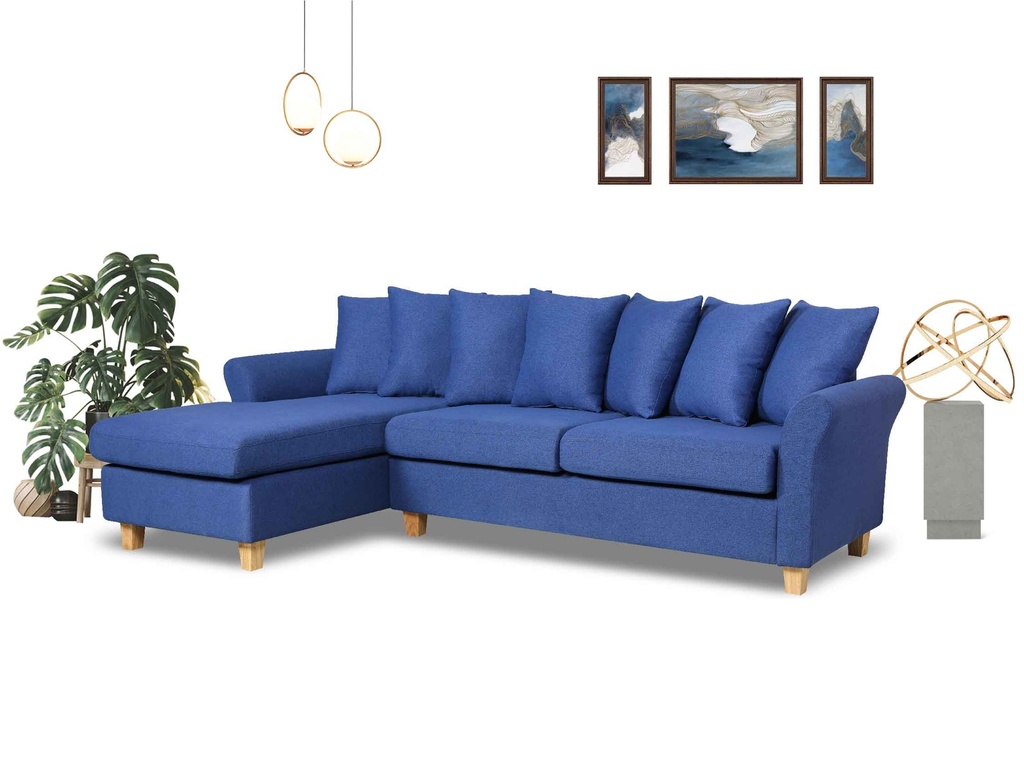 SOFA TELA L* TWS-204# AZUL GS59-6# PATA COLOR NATURAL