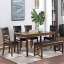 COMEDOR RECT GIA# D1701-160- BRN# 152X89X78CM +4 SILLAS VINIL# +BANCA D1701-25-BRN# 117X43X43CM