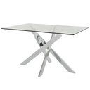 MESA COMEDOR VIDRIO F-1504# 160X90X76 CM RECTANGULAR CROMADA 2CJ
