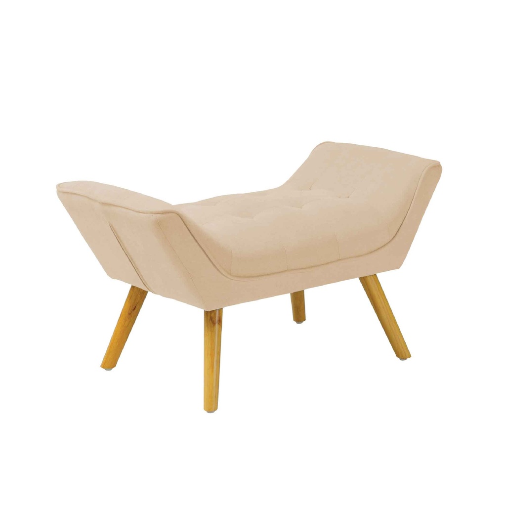 BANQUETA QH-6626# TELA BEIGE 1606-3#PATA MADERA NATURAL