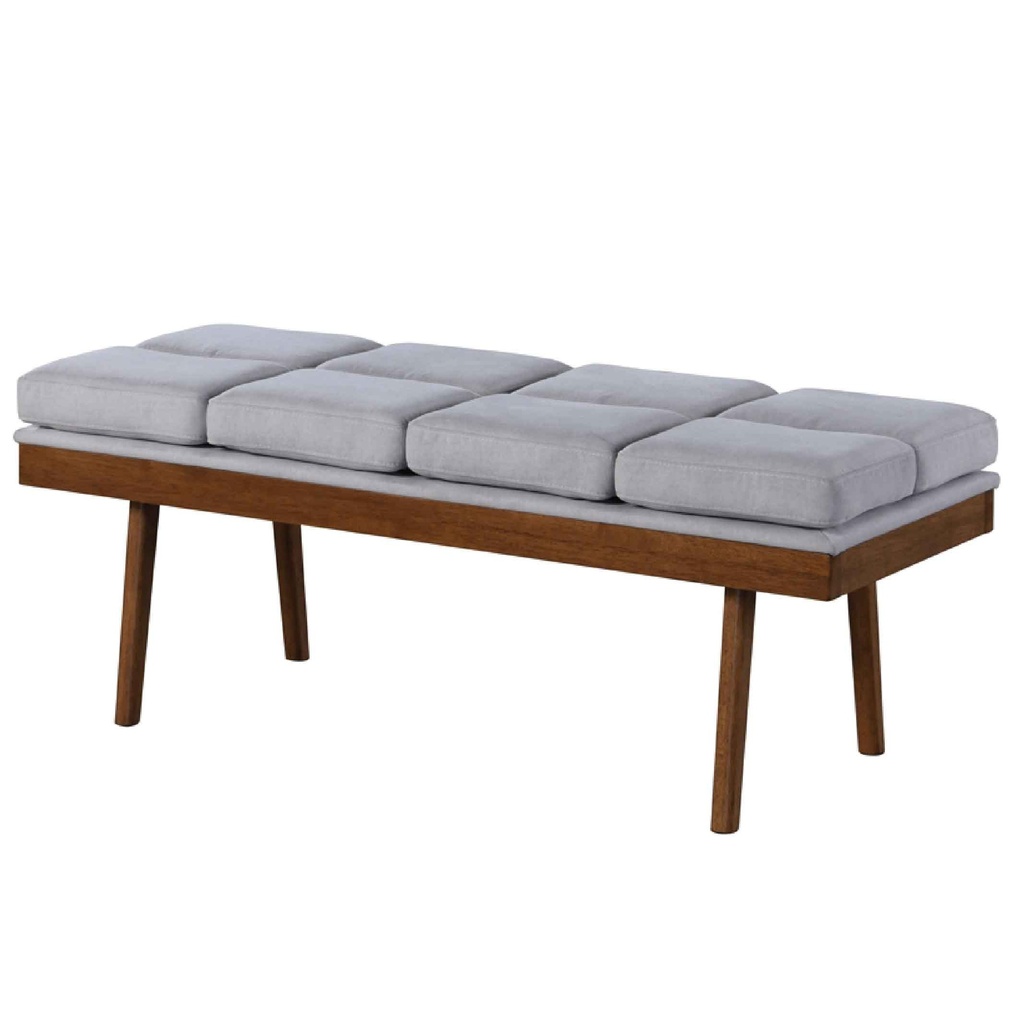 BANQUETA BBT5389# TELA YH#2 GRIS CLARO # PATA MADERA WALNUT