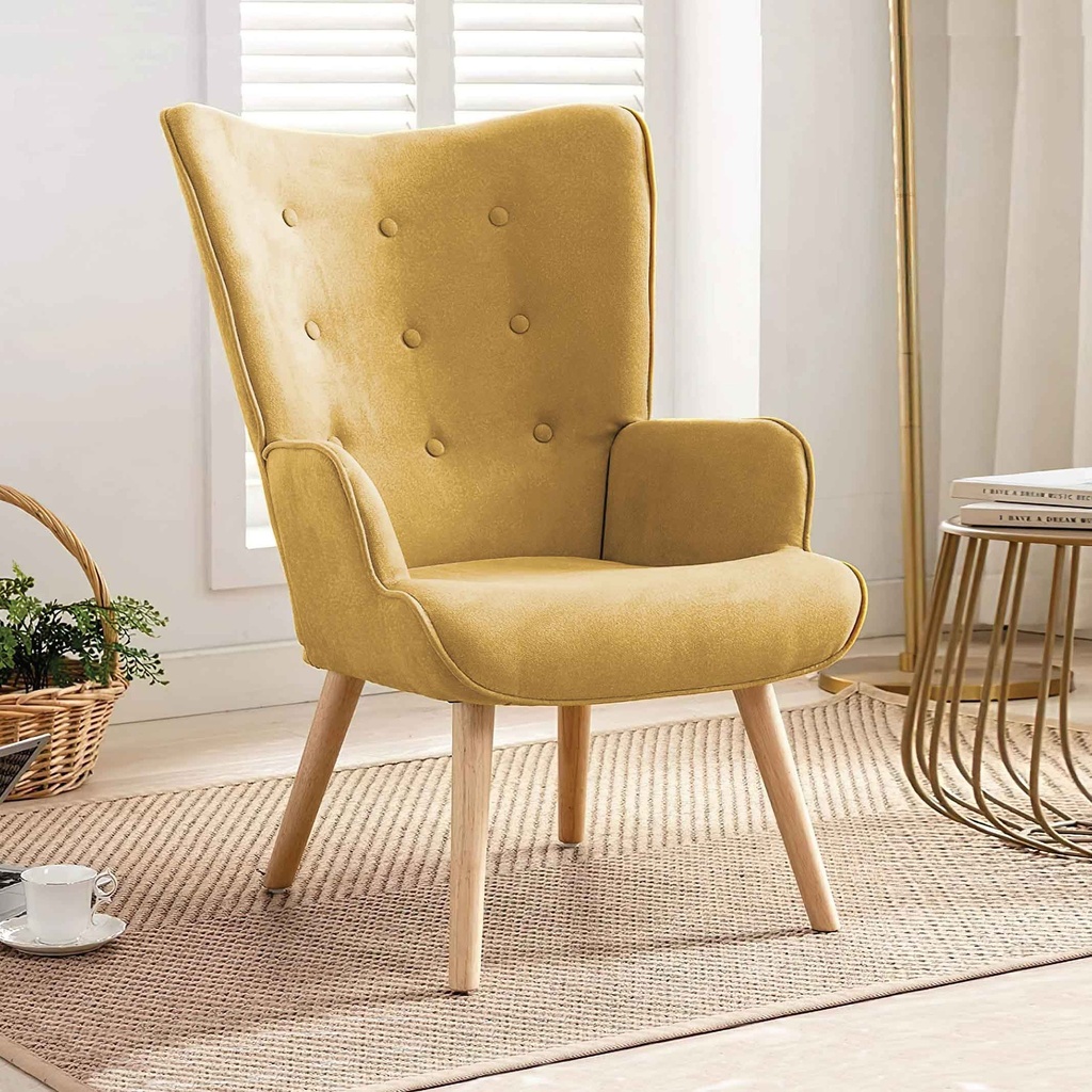 SILLA POLTRONA QH-8901K# PATAS COLOR NATURAL 240-12# AMARILLO MOSTAZA