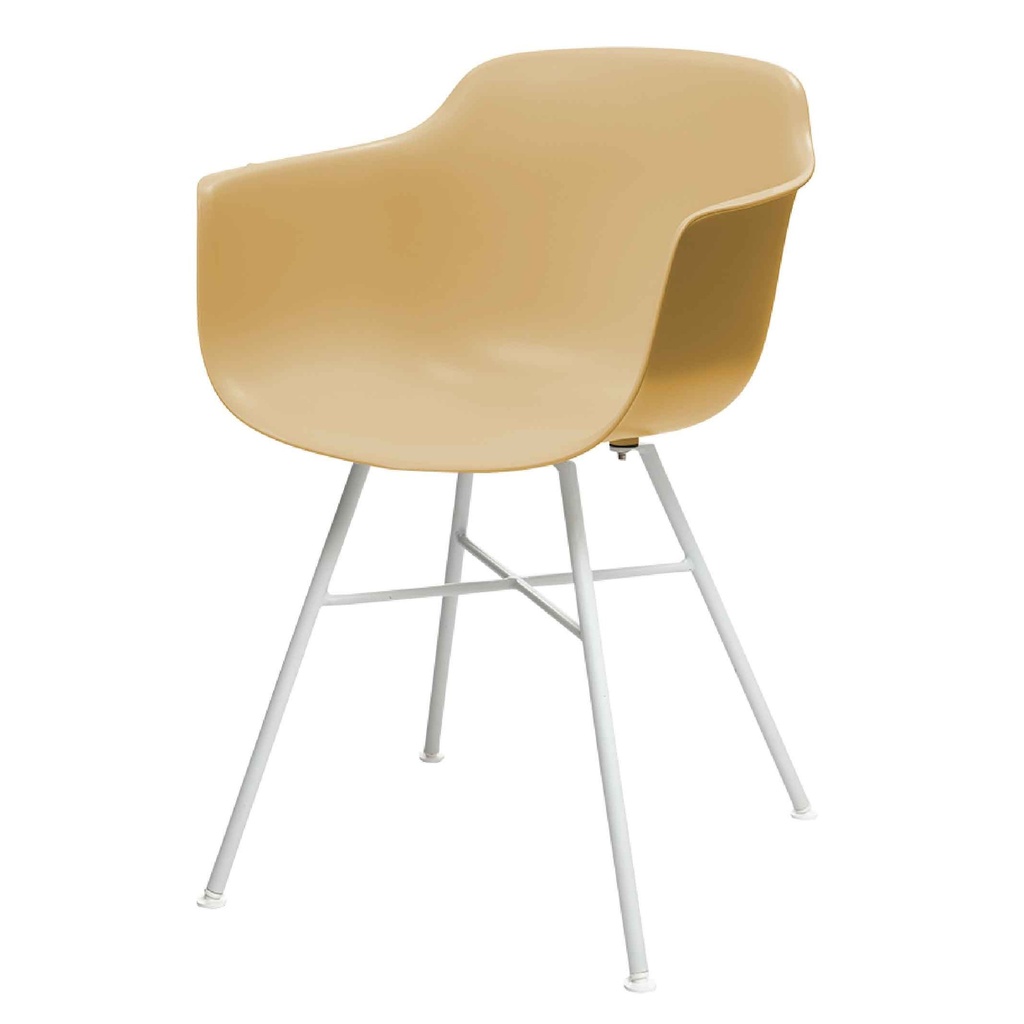 SILLA PLASTICA 293-CPP# ASIENTO CREMA C/PATAS METAL BLANCA