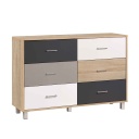 GAVETERO 19 DS8 NORDIC# NATURAL 6GAVETAS /WHITE/D. GREY/LIGHT GREY 120X36X82CM