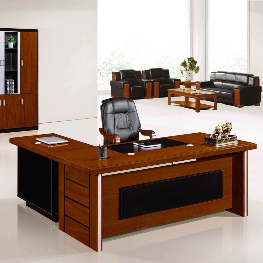 ESCRITORIO P/OFICINA A-010-1800# 180X80X76CM WALNUT/IRON ASH# CREDENZA+GAVETA 7CJ