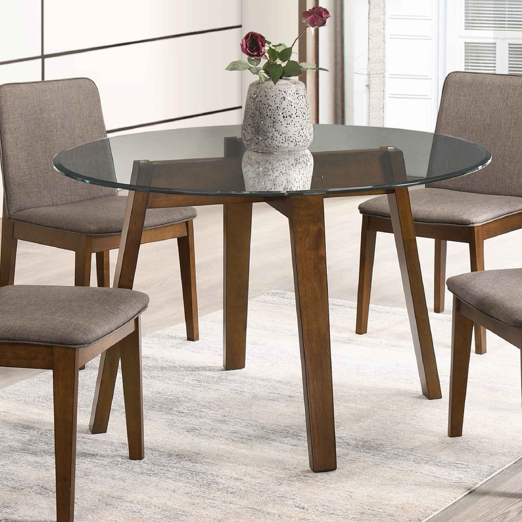 MESA COMEDOR VIDRIO M-SCANDINAVIAN#  REDONDA 120X75CM AB WALNUT