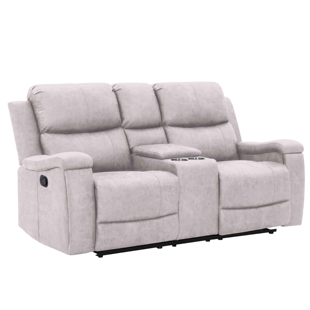 SOFA RECLINABLE TELA RR5064AF52DD# 2 PUESTO C/ CONSOLA Y PORTAVASOS DESLI.
