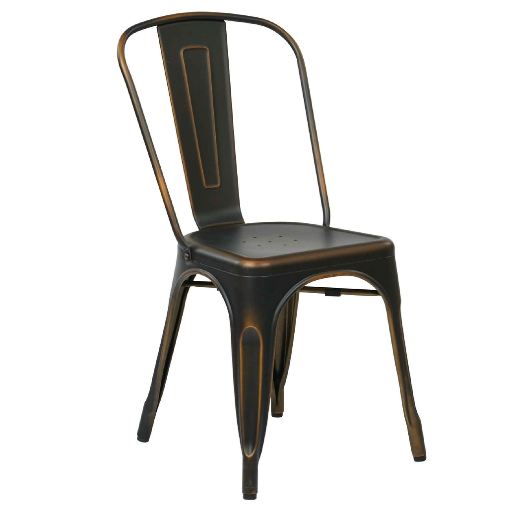 SILLA METAL ZS-T-01# CON RESPALDAR NEGRA/BRUSH GOLD