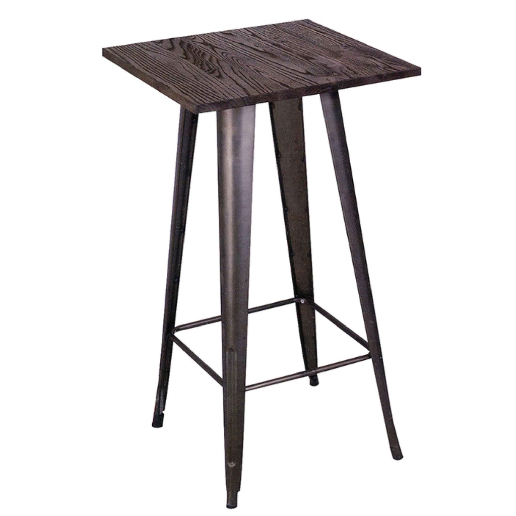 MESA DE BAR ALTA ZS-Z-03W# BASE MATTE BLACK# SOBRE WALNUT# 60X60X105CM