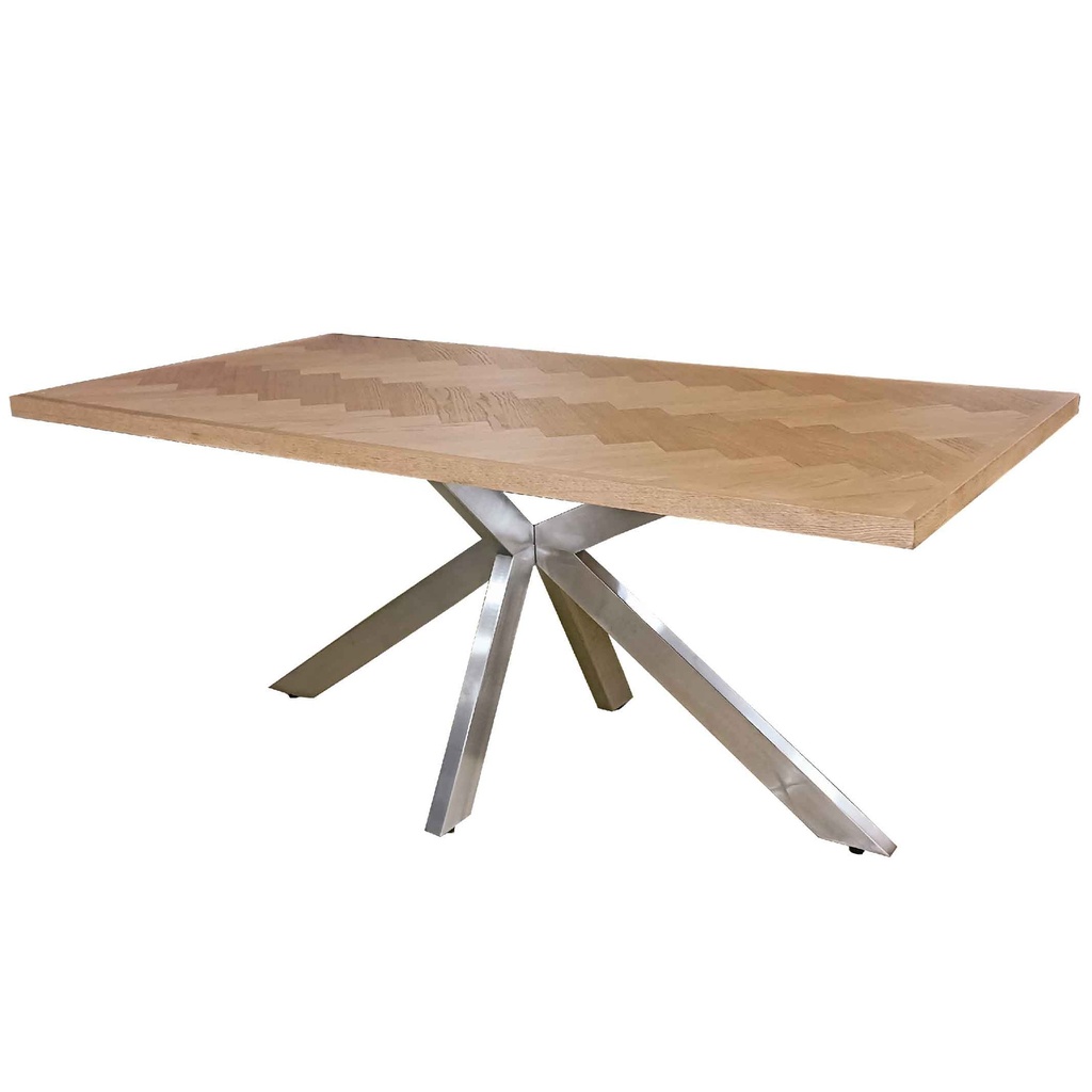 MESA COMEDOR RECT DT1516A# 180X90X76CM PATAS DE ACERO INOXIDABLE 2CJ