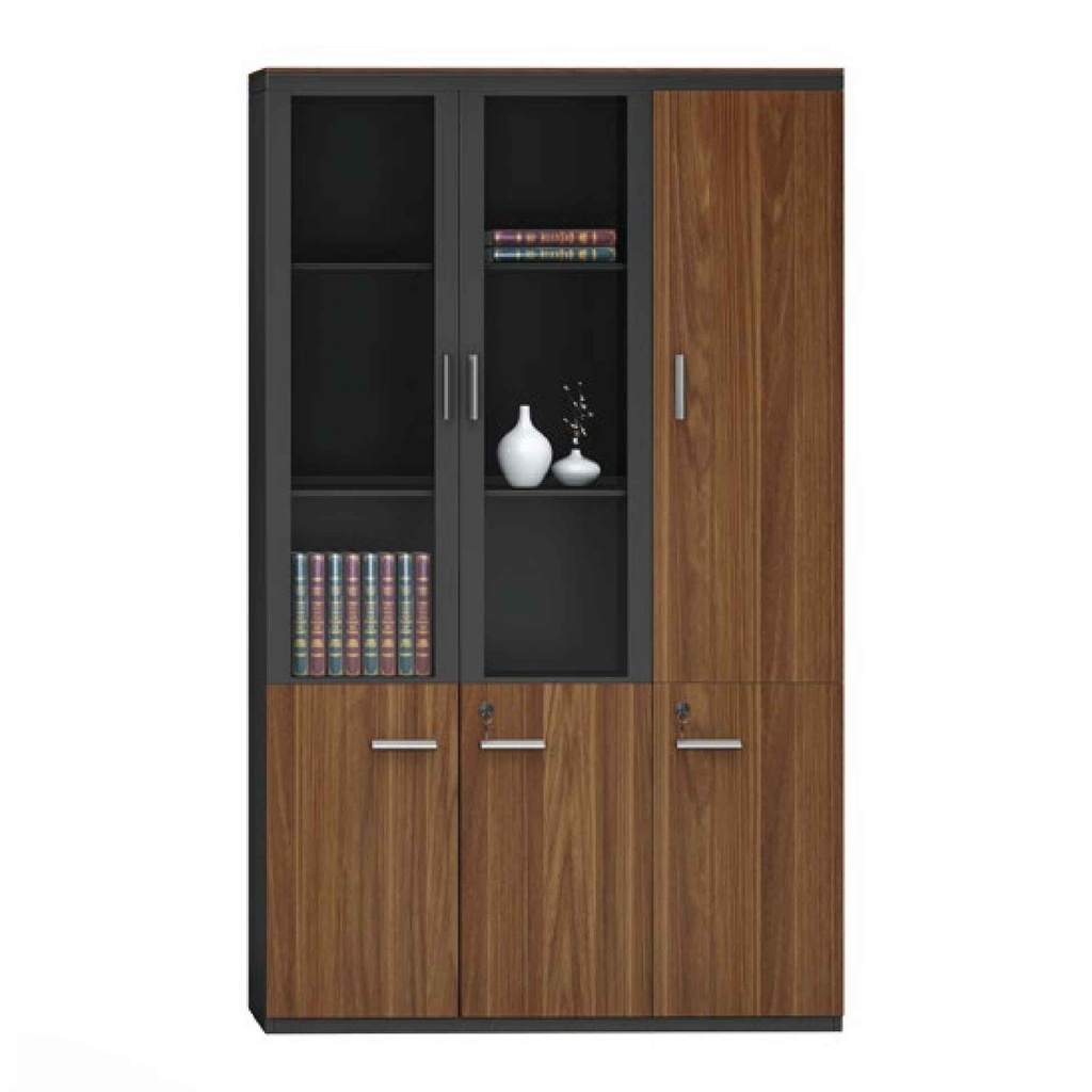 LIBRERO B-007# KB-606L# 120X40X200CM#COLOR TP-904#+GRIS ALUMINIO+CRISTAL TRASPARENTE 3 PUERTAS