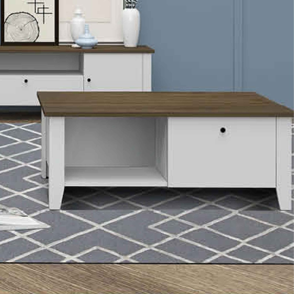 MESITA DE CENTRO B018TC801001# 01WHITE+M29# BURLINGTON OAK#  100X80X45CM