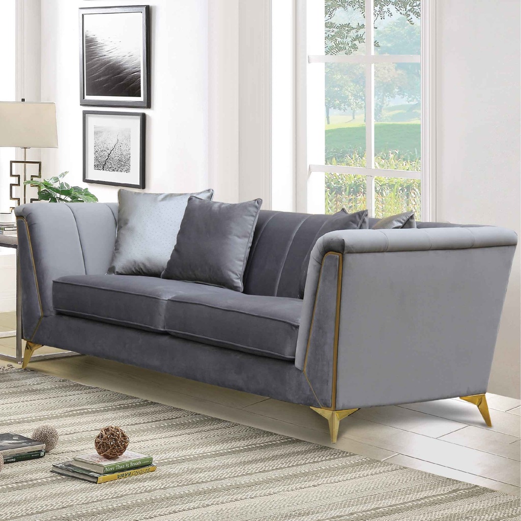 SOFA TELA HS-551-30# 3PUESTO GRIS RB60 C/4 COJINES
