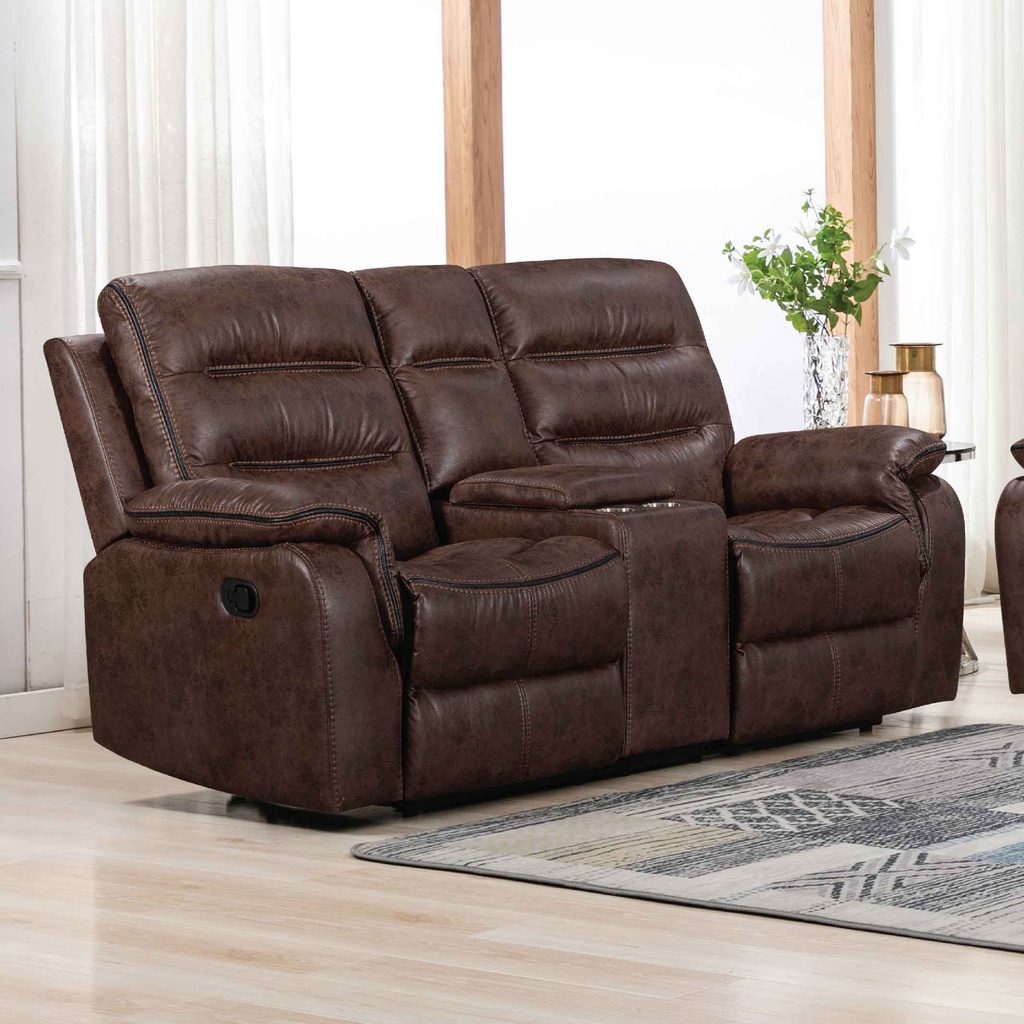 SOFA RECLINABLE TELA CX057A-52D# 2 PUESTOS CON PORTAVASOS