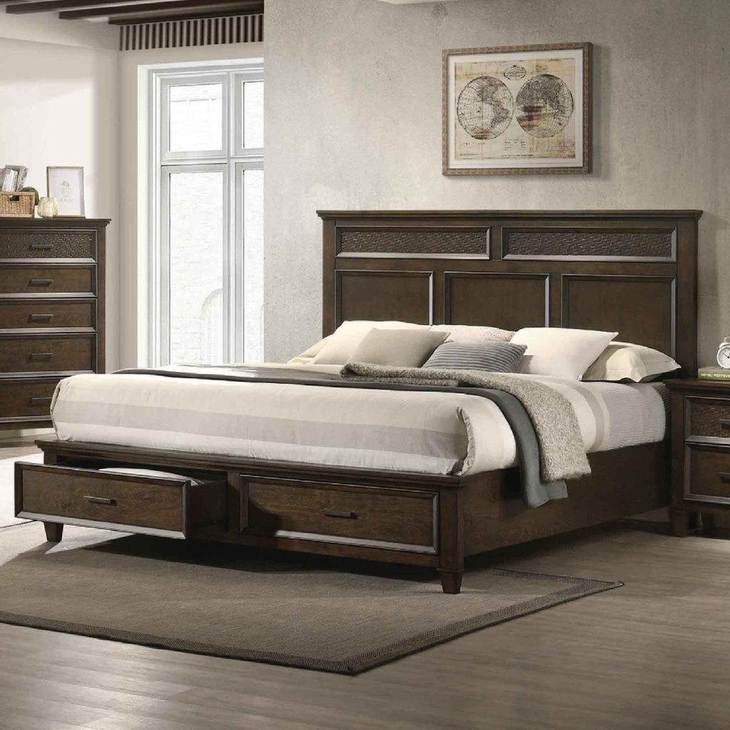 CAMA QUEEN 1.53X2.03M B6510Q# CHOCOLATE C/ GAVETA