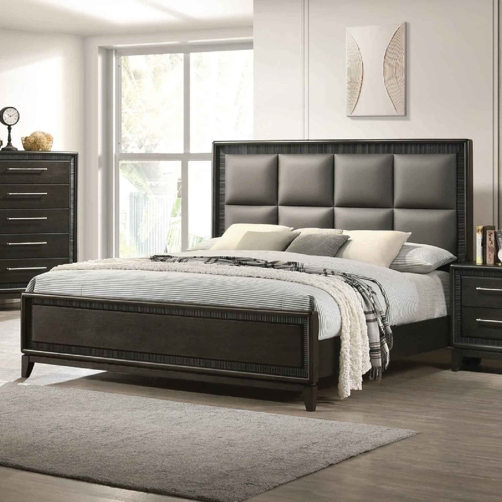 CAMA KING 1.93X2.03M B6540-K# GRIS + SOMIER 30CM