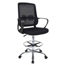 SILLA CAJERO ALTA SK-1021SY# NEGRO C/BRAZO ESTRELLA CHROMADA