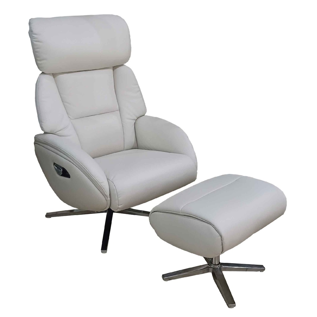 SILLA POLTRONA RECLINABLE TELA DOLA-M# GRIS CLARO HK059-92# CON PIECERO
