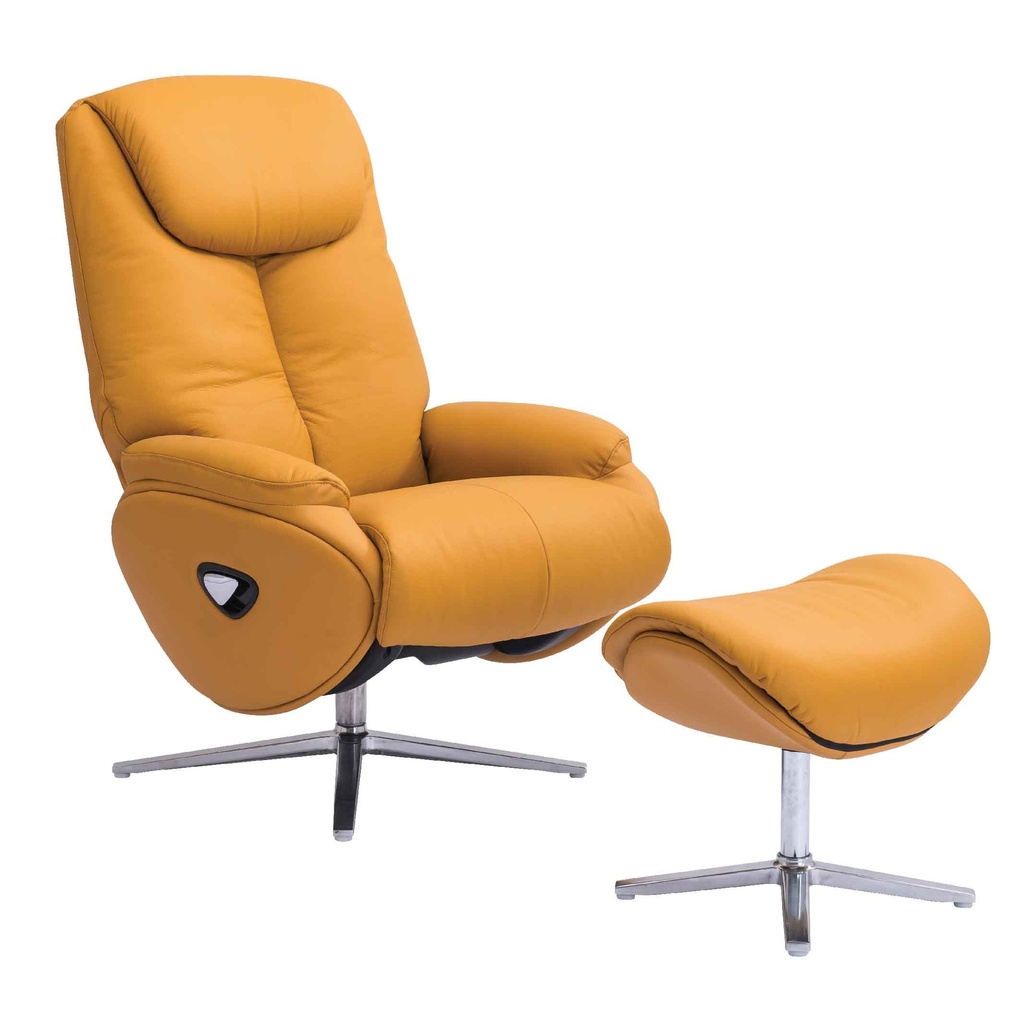 SILLA POLTRONA RECLINABLE CUERO/VINIL CHOCO# YELLOW L008# CON PIECERO