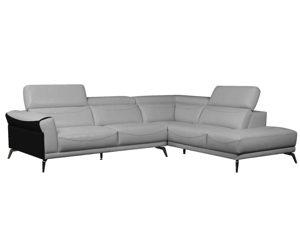 SOFA CUERO/VINIL L* FD2894# 3P+CLEOP DER#COLOR GRIS 682/601 NEGRO#