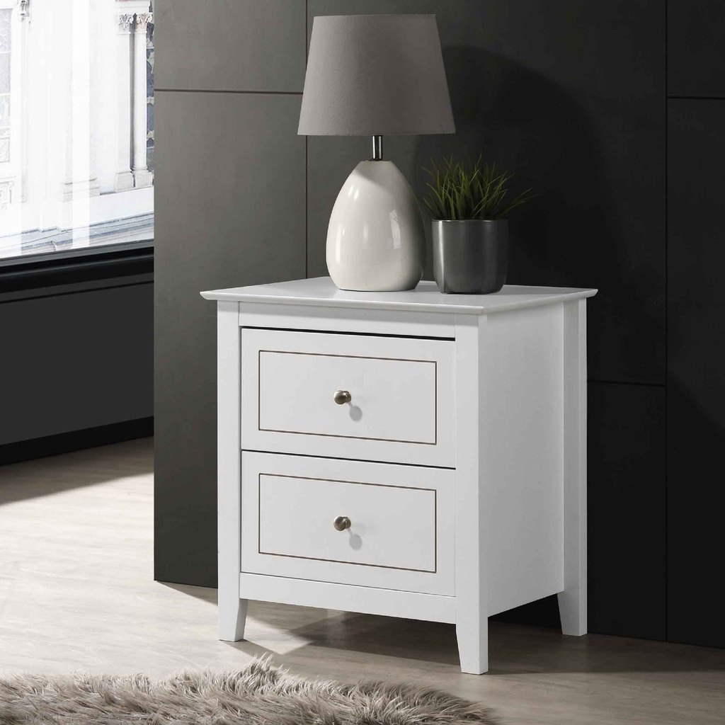 MESITA DE NOCHE FBNSTR-0380C# ELITE# BLANCA 51X37X56CMS  2GAVETAS