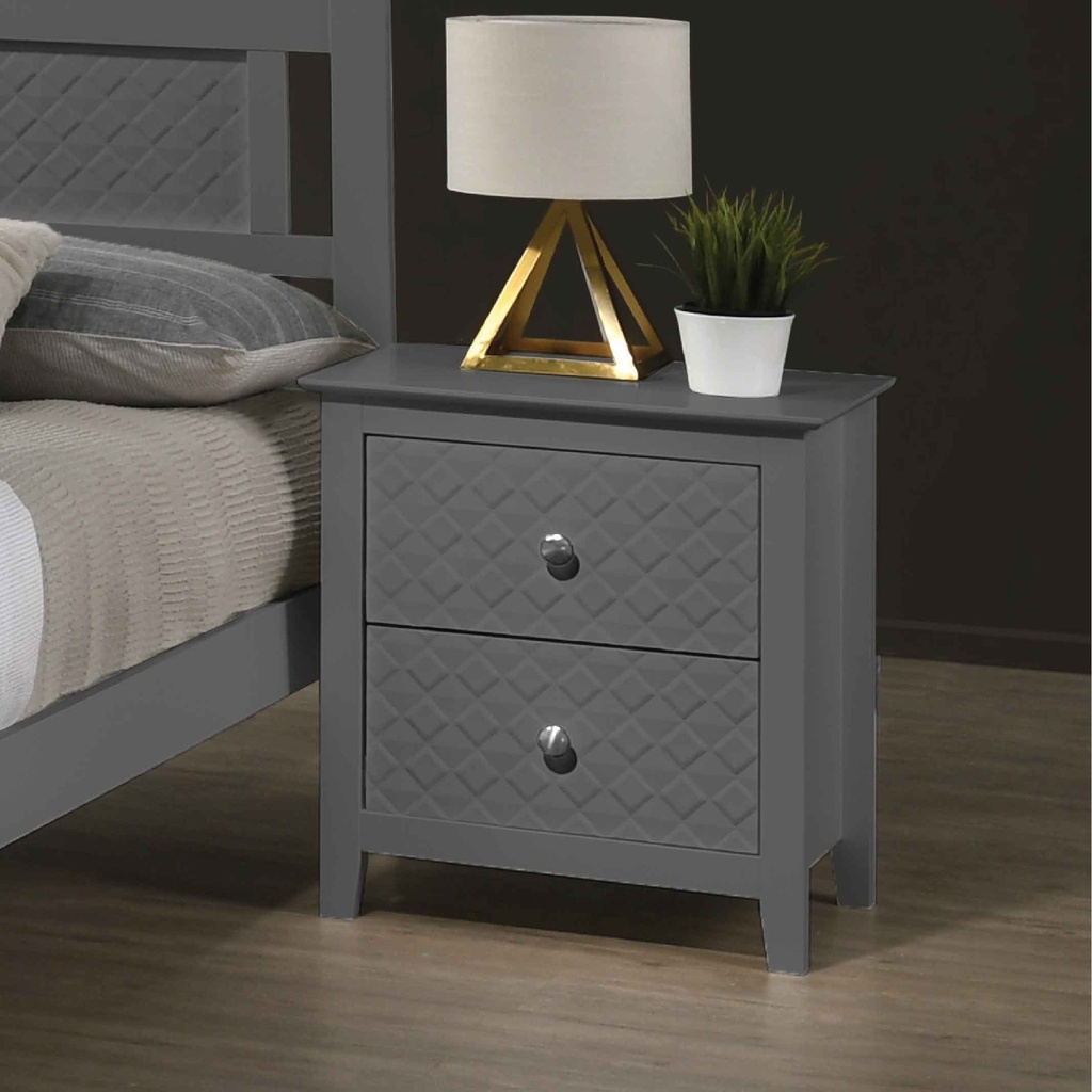 MESITA DE NOCHE FBNSTR-0402B# 2 GAVETAS# COLOR GRIS# 51X37X55CM