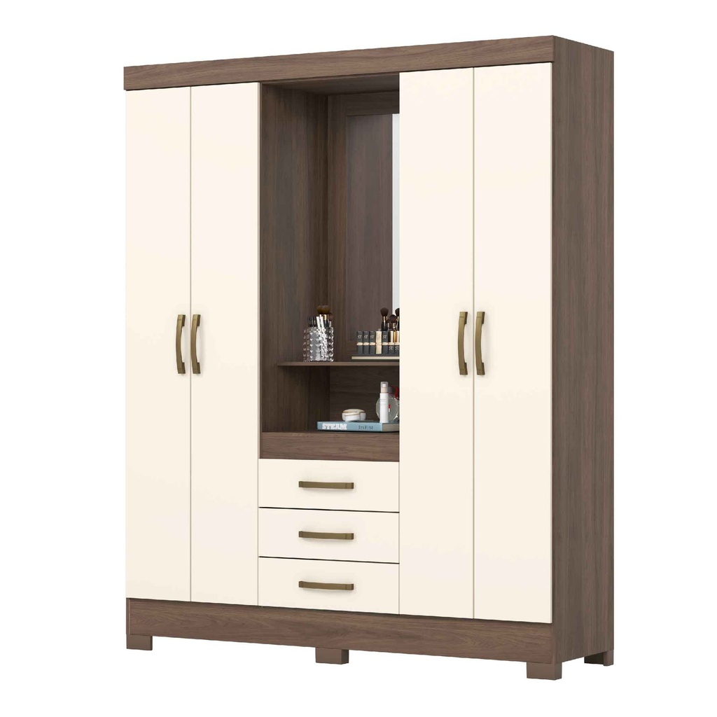 CLOSET B24-138# 4 PUERTAS CASTANHO OFF WHITE# 163X46.5X200CM 2CJ