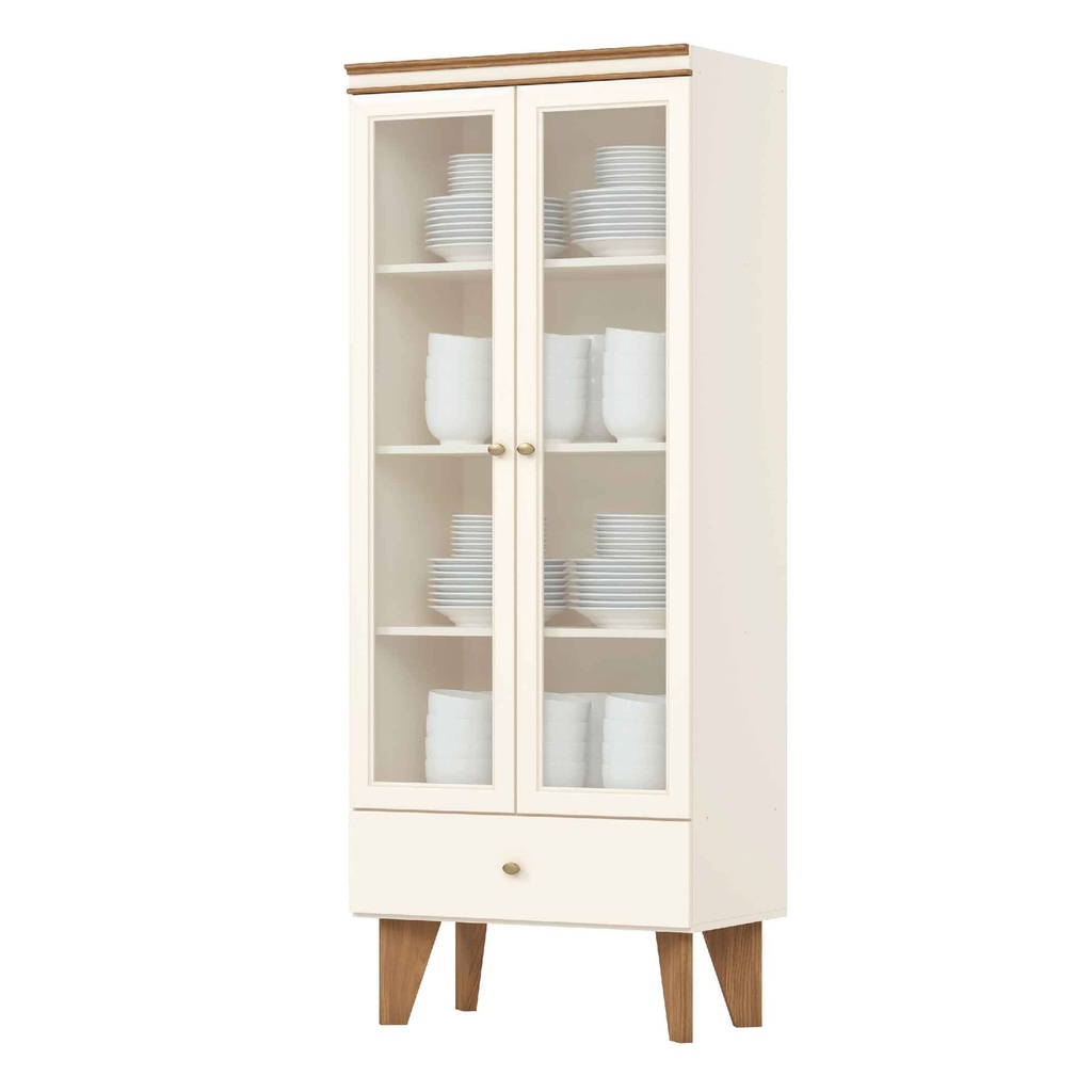 VITRINA LIVIA# S354-129# OFF WHITE/NATURE 2PUERTAS