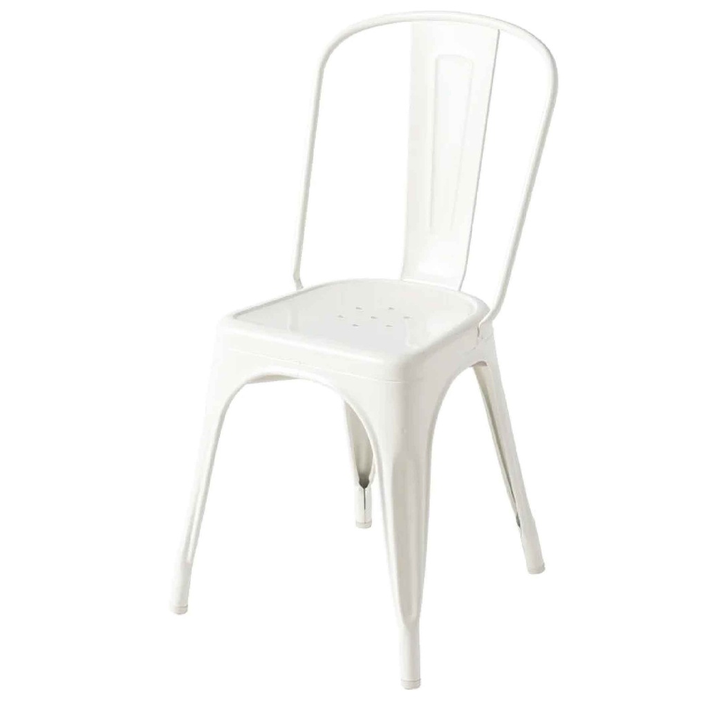 SILLA METAL ZS-T-01# CON RESPALDAR BLANCO BRILLANTE