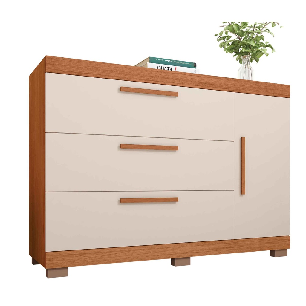 GAVETERO EDEN 1.36# 3/GV+1P # FREIJO/OFF-WHITE #136X46X96CM