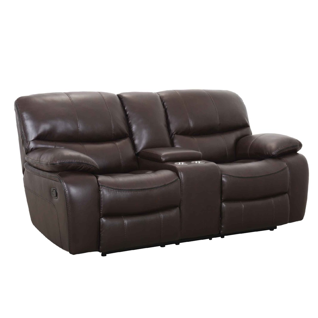 SOFA RECLINABLE VINIL RR9931UF52DD# 2 PUESTOS CHOCOLATE-H355# C/CONSOLA
