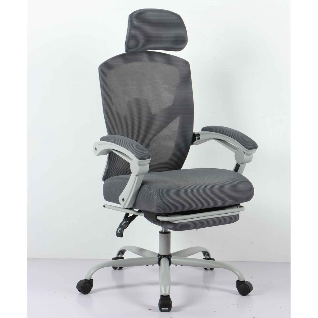 SILLA OFICINA HLC-3509FX-1MW# MALLA/TELA GRIS C/BRAZO COJIN Y PIECERO