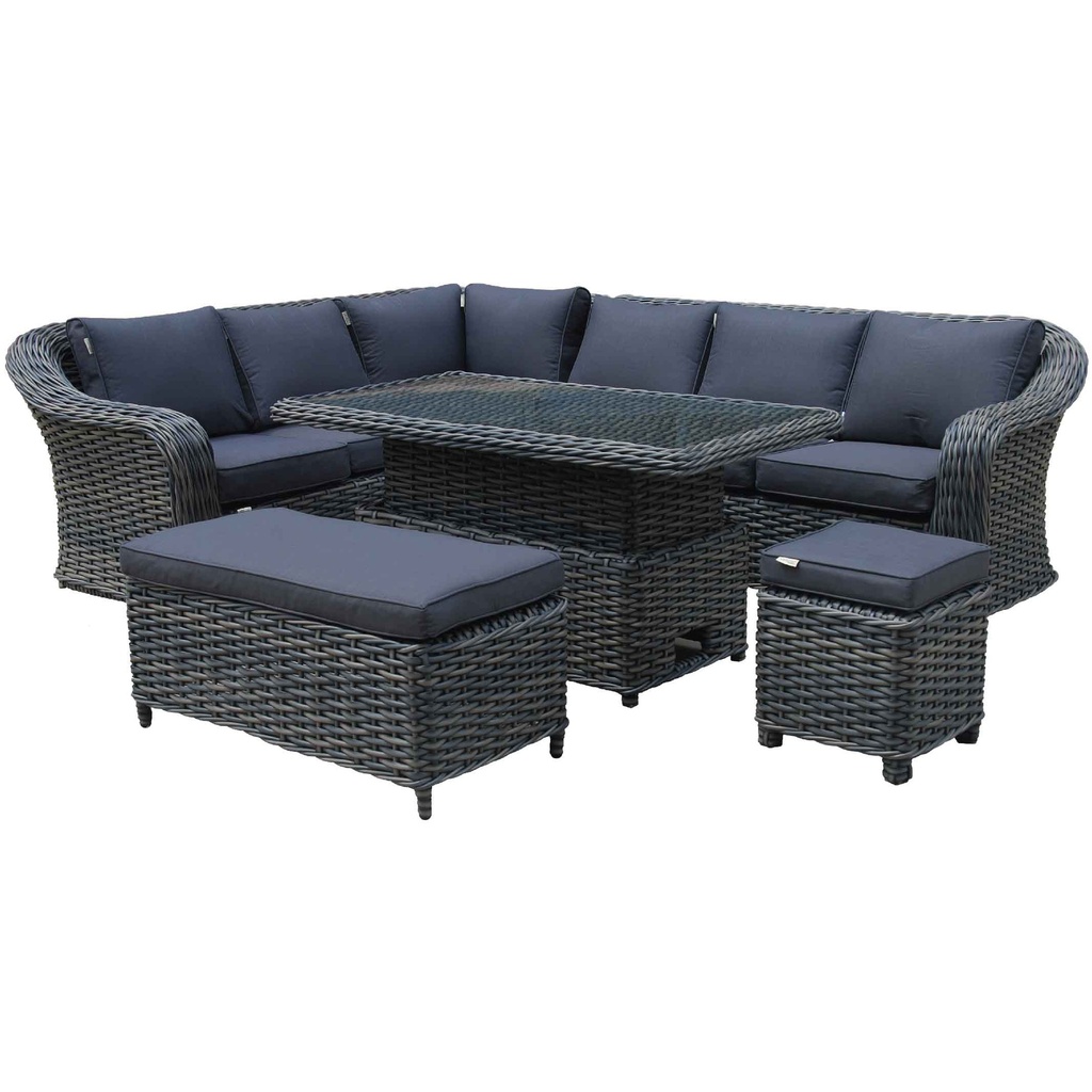 MIMBRE SOFA L* GCV19221V-5C* 2P+ESQ+3P+MESA+2 BANQUILLO C51-S#TELA DS GRIS  # 6 CJ 