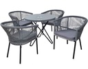 MIMBRE MESA T-489B# REDON 80CM VIDRIO C/4 SILLA Y-516# CON COJIN GRIS