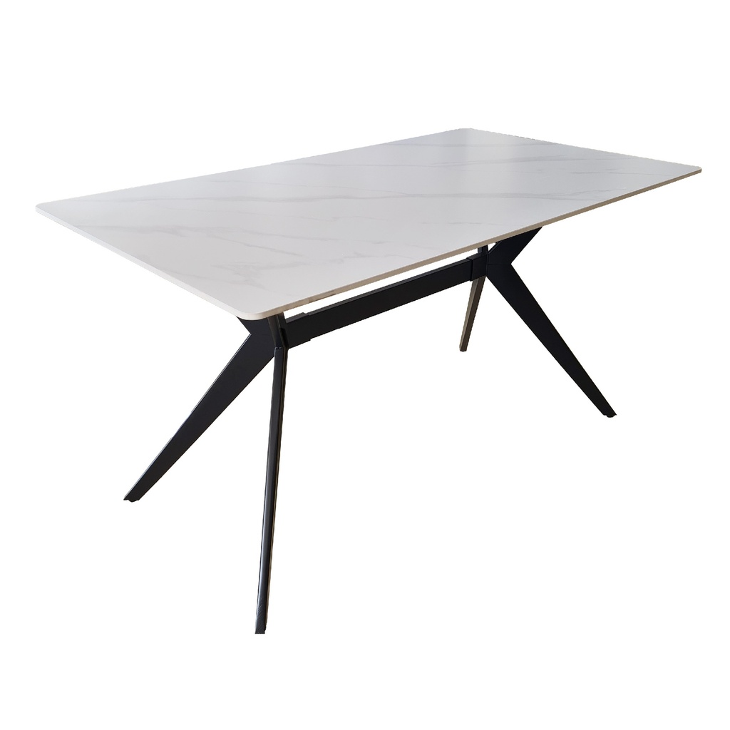MESA COMEDOR DE PIEDRA SINTERIZADA GDT1281B-3# BLANCO NIEVE# 140X80X75CM 