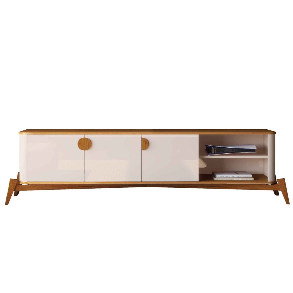 GABINETE P/TV BURITI# 31992# OFF WHITE/NATURE 195X43X54CM 3PUERTAS 2CJ