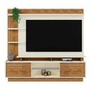 CENTRO DE ENTRETENIMIENTO HOME VINHEDOS# 2001159# TV MAX 65" 200X36X184CM 781# OFF WHITE/AMENDOA 2PUERTAS# 3 CJ