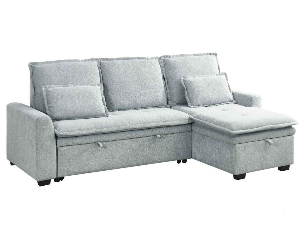 SOFA CAMA TELA L* MLM-110260# COLOR XT-13 GREY# C/ ALMACENAJE EN CLEO 2CJ