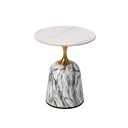 MESITA ESQUINERA T08-T# 50X59CM PIEDRA SINTERIZADA SNOW WHITE C/BASE METAL MARMOLINA BLANCA 2CJ