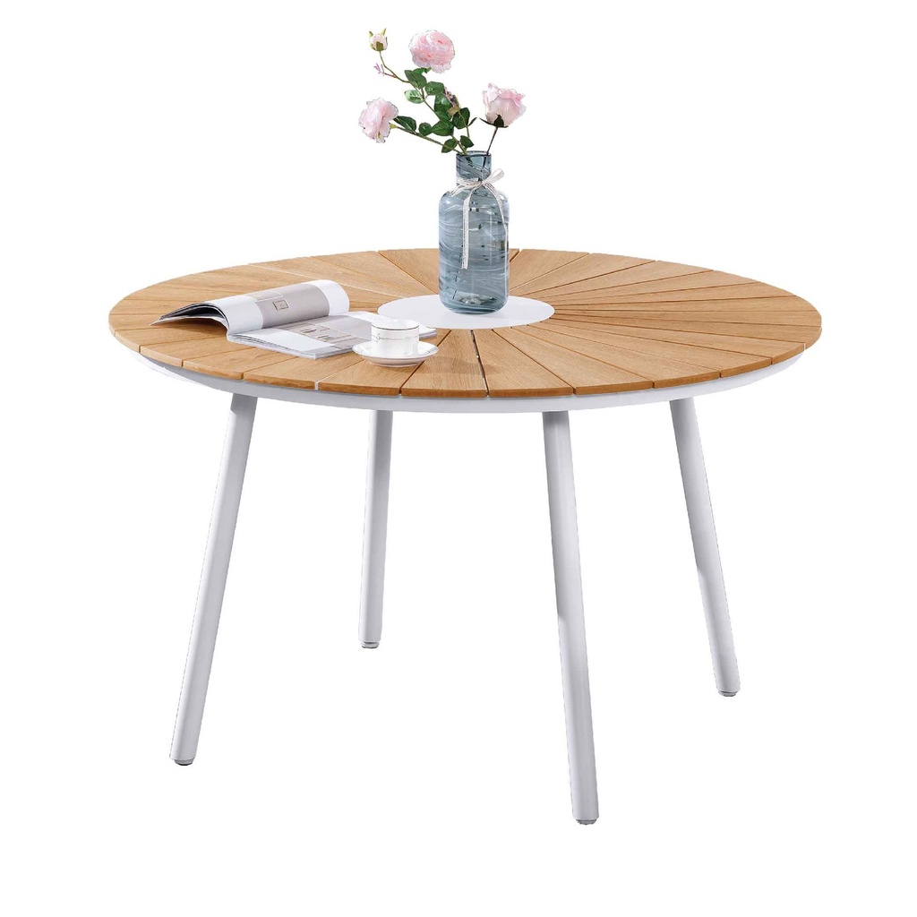 MESA DE ALUMINIO RY-8083S# REDONDA 105X75CM BLANCA SOBRE POLYWOOD
