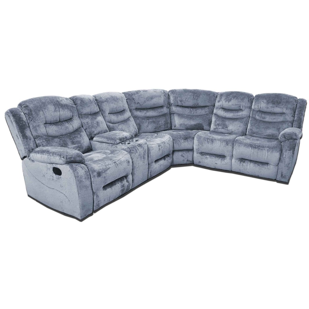 SOFA RECLINABLE OVAL CX053C-52LD+CX053C-01+CX053C-52R#GREY CHENILLE DM051# C/1 CONSOLAS