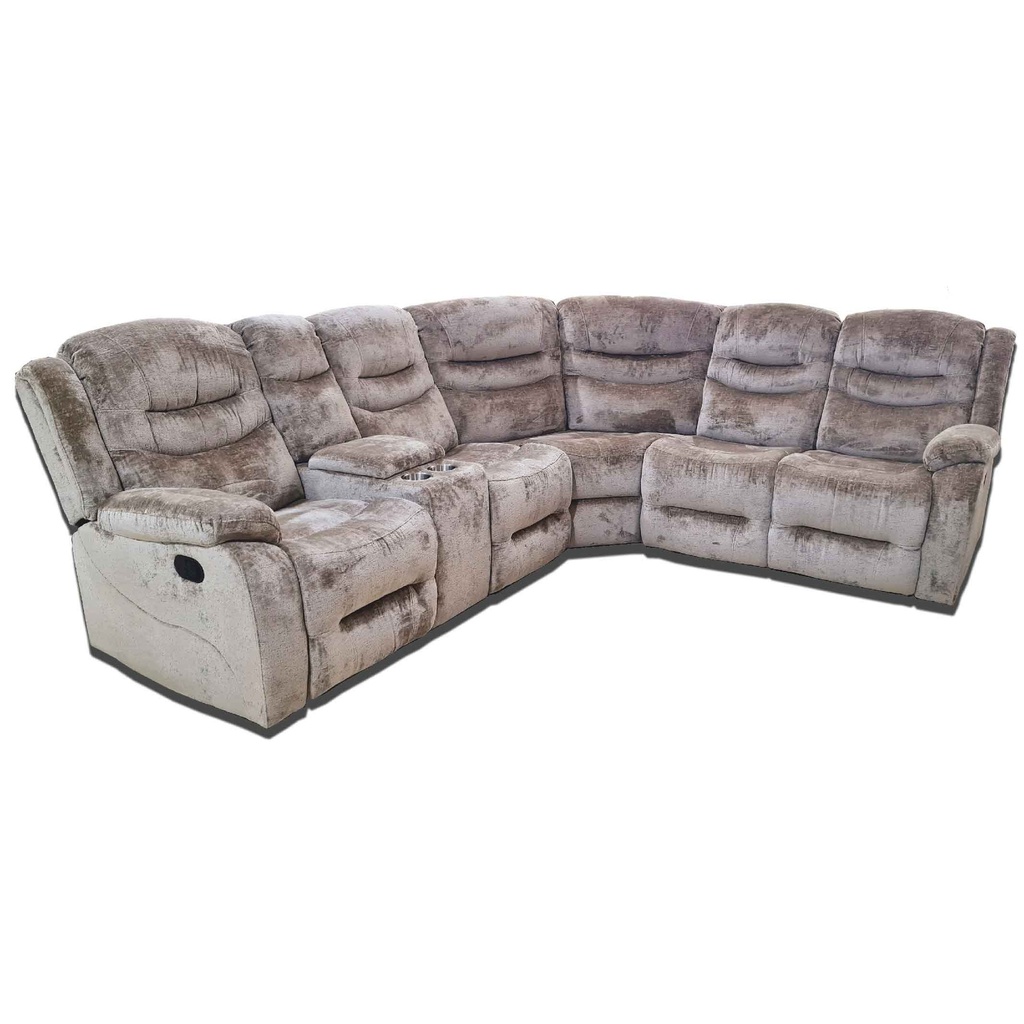 SOFA RECLINABLE OVAL CX053C-52LD+CX053C-01+CX053C-52R# MOCHA CHENILLE DM052# C/1 CONSOLAS